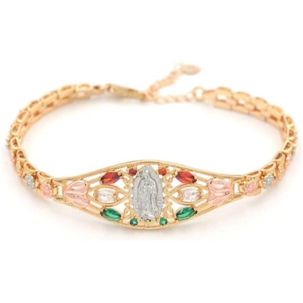 14K Gold Filled Jewelry Women"s Bracelet Bangle Guadalupe Tri-color Bracelet